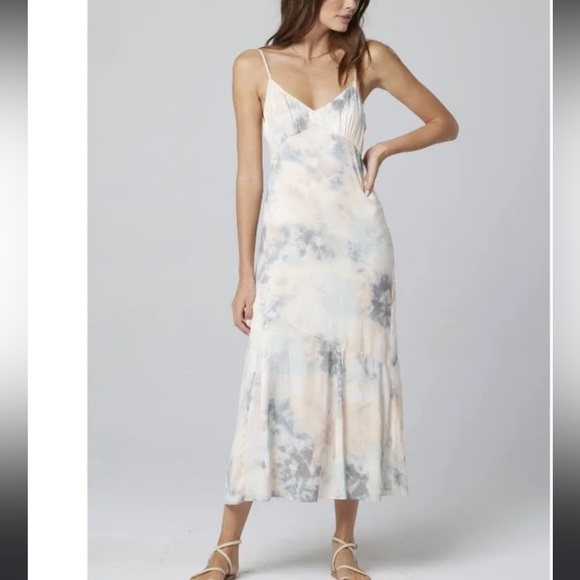 saltwater LUXE Dresses & Skirts - Saltwater Luxe Sharice Watercolor Satin Midi Dress XS